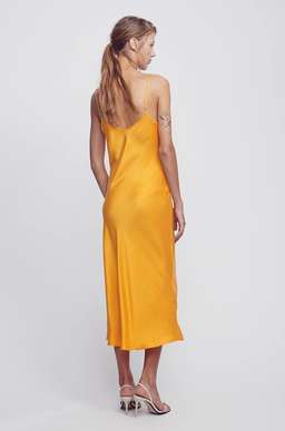 Silk Laundry Classic 90s Silk Slip Dress in Marigold size 12 for rent on The Volte - image 2