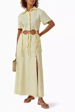 Anna Quan Ondine Cut Out Maxi Dress Sorbet Lemon Yellow Size 8  for rent on The Volte - image 1