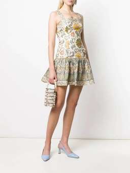 Zimmermann Edie Tie Mini Dress Cream Paisley Size 6