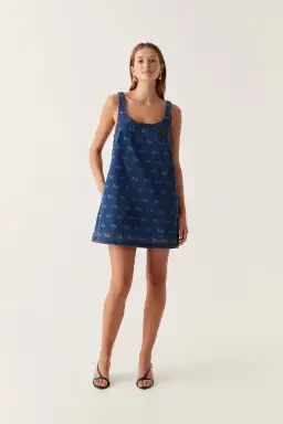Aje Ratio Logo Mini Dress Blue Size 14  for rent on The Volte - image 1