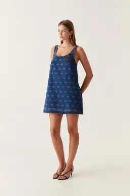 Aje Ratio Logo Mini Dress Blue Size 14  for rent on The Volte - image 2