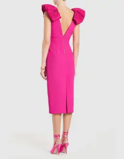 Rebecca Vallance Cupid's Bow Midi Dress Hot Pink Size 8 for rent on The Volte - image 3
