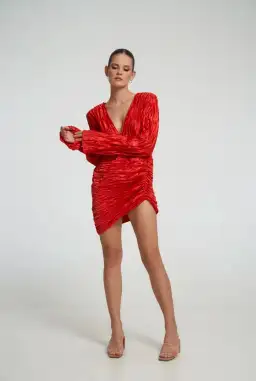 L’Idée Costes Sleeved Mini Dress Red Size 8