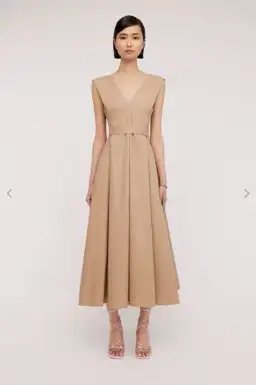 Scanlan Theodore Parachute Panelled A-Line Midi Dress Camel Size 8 for rent on The Volte - image 1