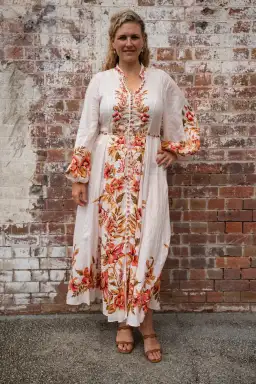 Zimmermann The Vacay Billow Long Dress in Peach Floral Size 4/Au 16  for rent on The Volte - image 0