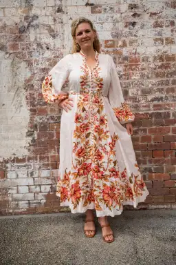 Zimmermann The Vacay Billow Long Dress in Peach Floral Size 4/Au 16  for rent on The Volte - image 1