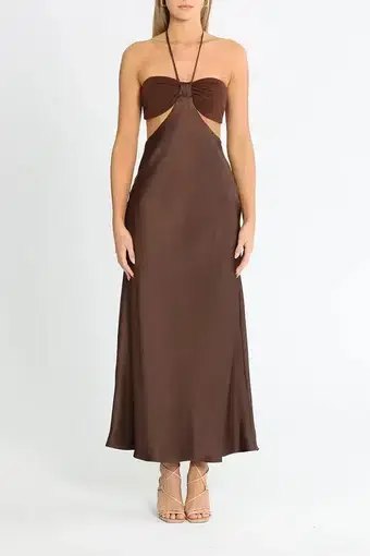 Bec & Bridge Nadia Cut Out Dress Brown Size AU 8