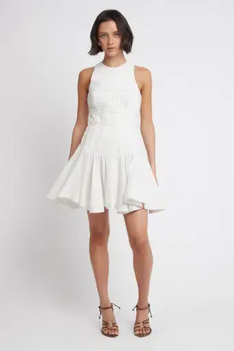Aje Tidal Corset Mini Dress Ivory Size 10 