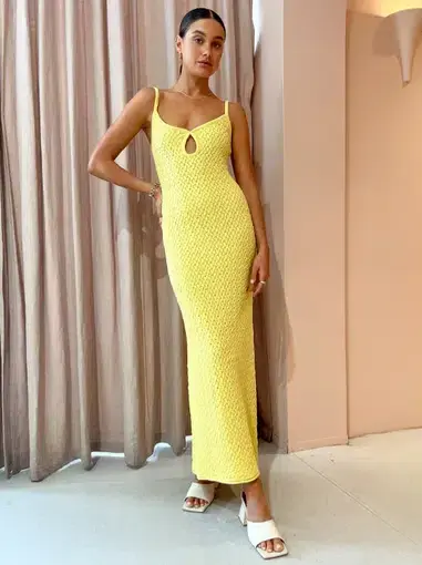 Bec & Bridge Effie Knit Key Maxi Dress in Yellow Size L / AU 12