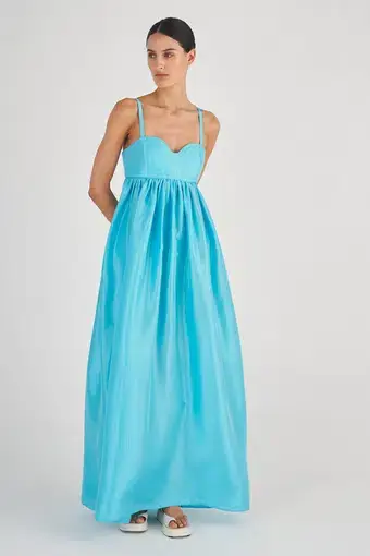 Oroton Bodice Detail Gown Lake Blue Size 8