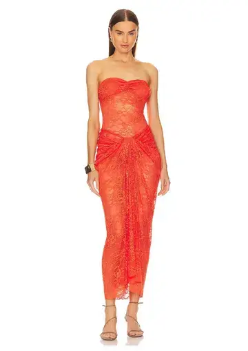 Natalie Rolt Naomi Midi Dress Orange Size 0 / AU 6