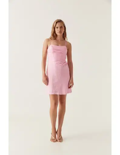 Aje Clarice Draped Mini Slip Dress Bon Bon Pink Size 8