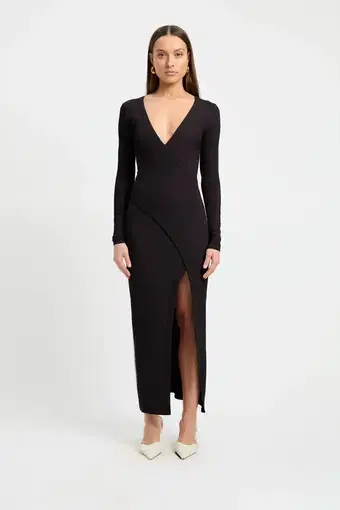 Kookai Lexie Long Sleeve Dress Black Size AU 10