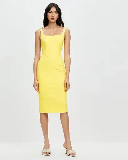 Derma Department Natalia Midi Dress Yellow Size 4