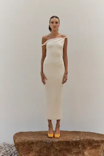 Johansen The Long Poppy Maxi Dress Cream Size M/Au 10