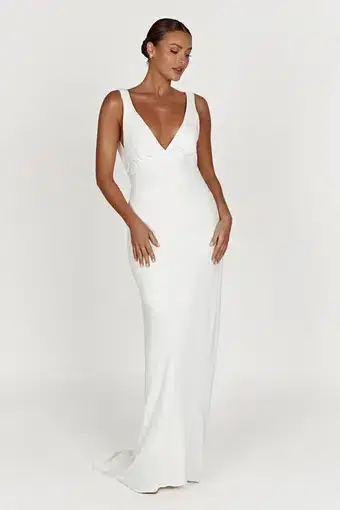 MESHKI Amanda Maxi Dress With Cowl Back White Size 4
