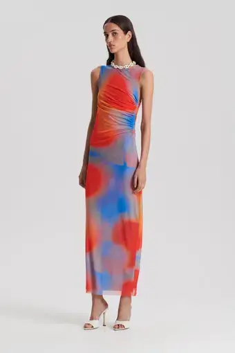 Scanlan Theodore Watercolour Dress Blue/Red Size 8