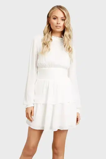 Kookai Lisa Shirred Mini Dress Natural White Size 8