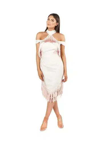 Asilio Madame Monument Tassel Dress Pink Cream Size 6