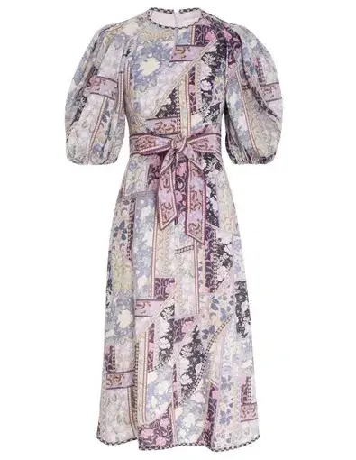 Zimmermann Celestial Midi Dress in Lavender Swirl Floral Size 3 / AU 14