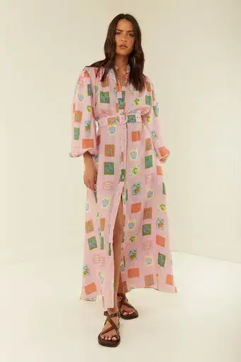 Palm Noosa Noddy Dress Pink Emblem Print Size 12