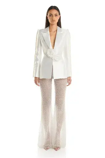 Eliya the Label Denise Blazer & Beaded Pants White Size AU 8