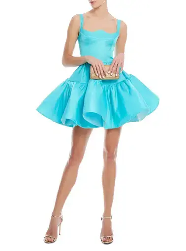 Leo Lin Kaylee Structured Mini Dress Turquoise Size AU 12