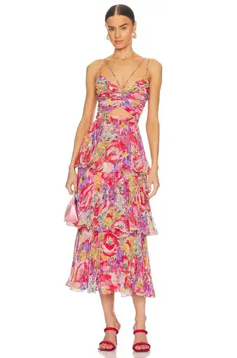 Amur Luke Pleated Tier Dress Floral Size AU 8