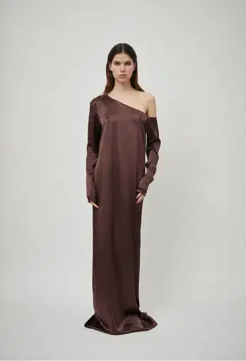 Beare Park Silk Satin Asymmetric Dress Brown Size 16
