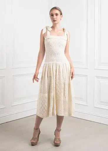 Zimmermann Anneke Patchwork Dress Cream/White Size 0 / AU 8