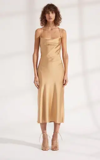 Dion Lee Bias Weave Cowl Dress Gold Size 12