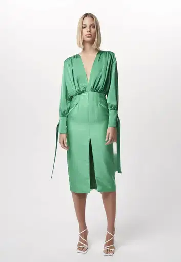 Nicola Finetti Arida Low Plunge Dress in Green Size 8