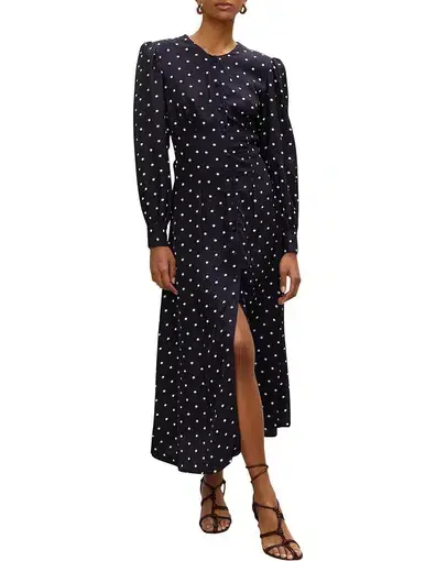 Rohe Claudia Long Length Buttoned Midi Dress Polka Dot Size 8