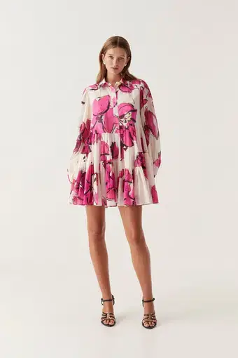 Aje Georgia Smock Mini Dress Floral Size 10
