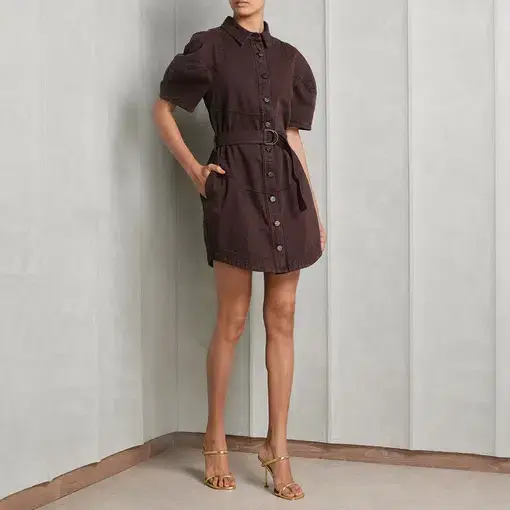 Acler Hawkin Mini Dress in Dark Mocha Brown Size 10