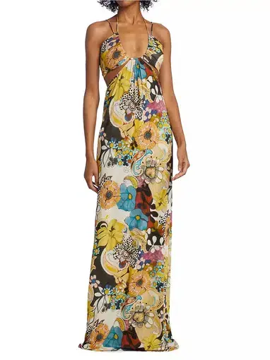 Alexis Cassandra Cut Out Maxi Dress Floral Grove Size S / AU 8