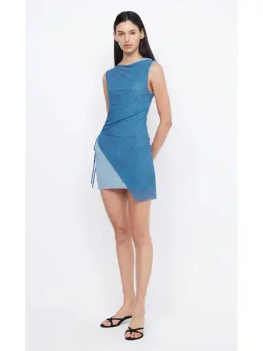 Bec & Bridge Hayden Asymmetric Mini Dress Blue Size AU 6