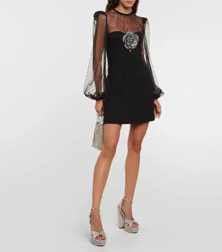 Rebecca Vallance Yvonne Flower Mini Dress Black Size 6