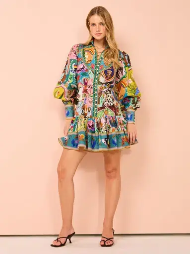 Alemais Evergreen Mini Dress Multi Size 10
