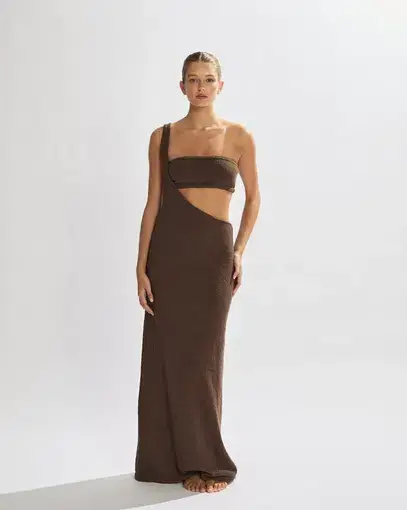 One Mile Solei Knit Maxi Dress Brown Size S / AU 8 
