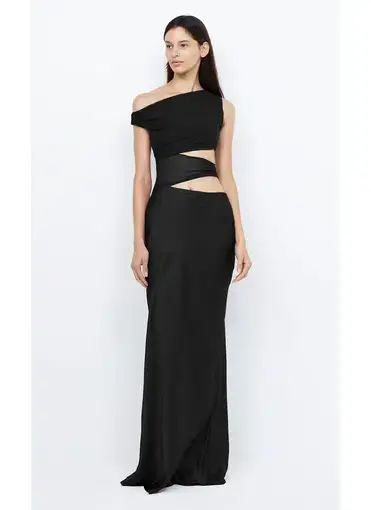 Bec and Bridge Whorl Asym Cut Out Asymmetrical Maxi Dress in Black Size 8