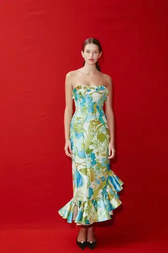 Alemais Janis Strapless Midi Dress Floral Print Size 10