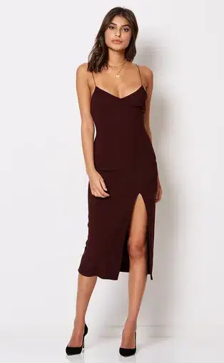 Bec & Bridge Cindy Midi Dress Wine Size 8
