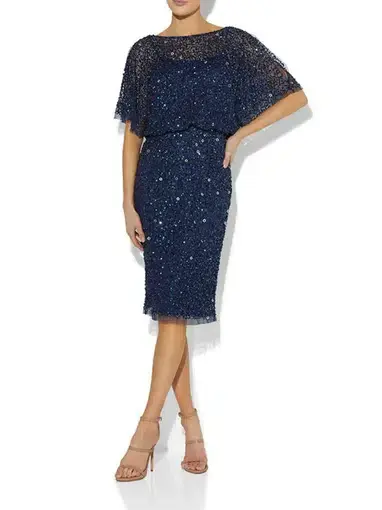 Montique Alinda Hand Beaded Dress Navy Size AU 10 