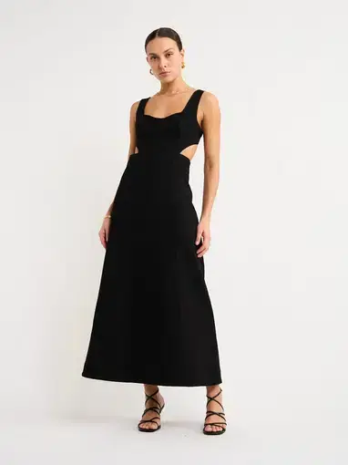 Shona Joy Amura Bustier Midi Dress Black Size 8