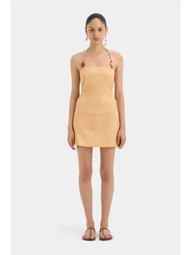Sir the Label Antonia Beaded Mini Dress in Light Tan Size AU 8