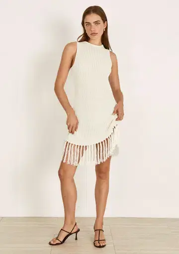 Mon Renn Adorn Knit Mini Dress White Size 8