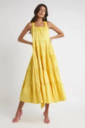 Aje Solstice Tiered Maxi Dress Yellow Size 10