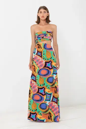 S/W/F Boutique Murano Asymmetrical Cut Out Maxi Dress Multi Size 6 / XS