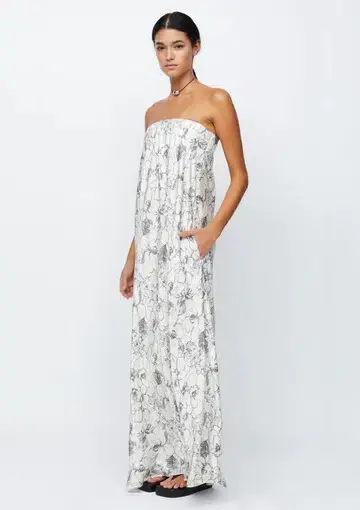 Bec & Bridge Tillie Strapless Maxi Dress Linear Floral Size AU 10